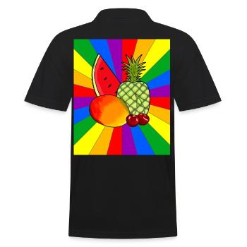 Regenbogen Sommer Früchte Obst Vegetarisch - Männer Poloshirt - Schwarz - Hinten - Kai (181cm)