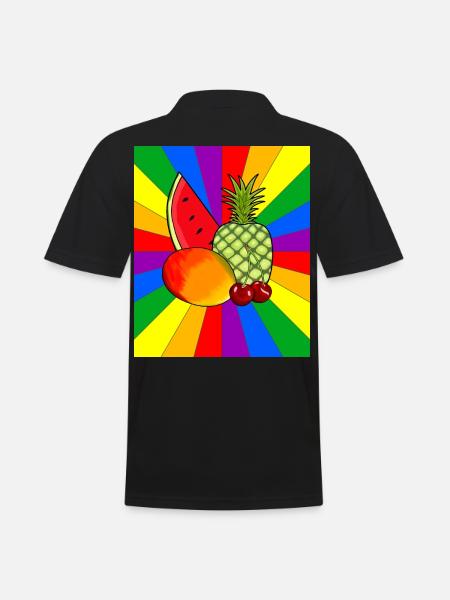 Rainbow Summer Fruits Fruit Vegetarian - Men's Polo Shirt - black