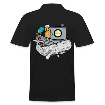 Gens De Mer, Poisson, Bateau, Animaux Marins, Pêcheur, Ahoy, Lac - Polo Homme - noir - Dos - Kai (181cm)