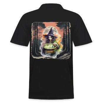 Forest Witch Halloween Fairy Tale Character Child - Men's Polo Shirt - black - Back - Kai (181cm)