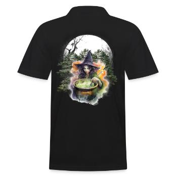Woodland Witch Halloween Horror Witchcraft Spells - Men's Polo Shirt - black - Back - Kai (181cm)