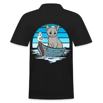 Chaton, Mouette, Marin, Marin, Bateau - Polo Homme - noir - Dos - Kai (181cm)