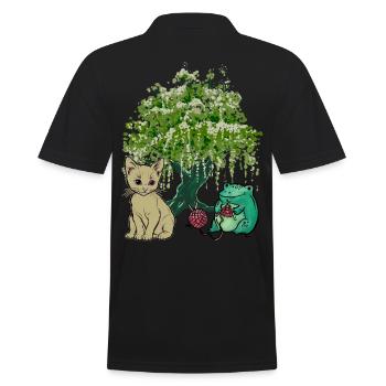 Frog, Cat, Nature, Friends - Men's Polo Shirt - black - Back - Kai (181cm)