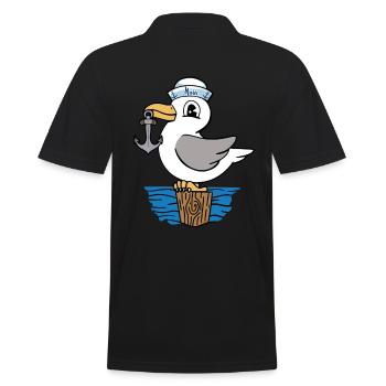 Möwe Anker maritim Matrose Seemann Kinder - Männer Poloshirt - Schwarz - Hinten - Kai (181cm)
