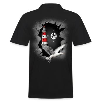 Seagull Lighthouse Compass Maritime - Men's Polo Shirt - black - Back - Kai (181cm)