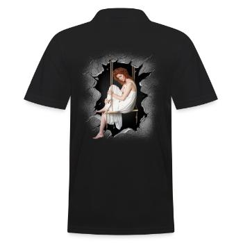 Girl Emotions Feelings Depression Grief - Men's Polo Shirt - black - Back - Kai (181cm)