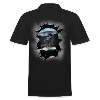 Oiseau, Météo, Pluie, Parapluie, Dark Crow - Polo Homme - noir - Dos - Kai (181cm)