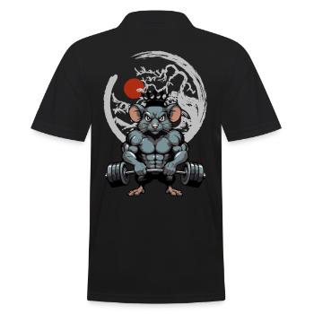 Nager Maus Ratte Muskeln Training - Männer Poloshirt - Schwarz - Hinten - Kai (181cm)