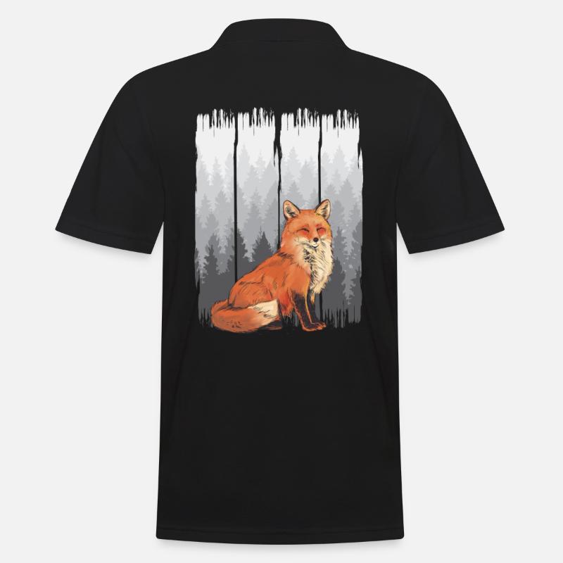 Fuchs Wald Natur - Männer Poloshirt - Schwarz