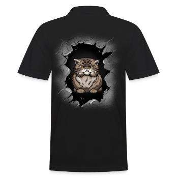 Katze Hauskatze Katzen Kinder - Männer Poloshirt - Schwarz - Hinten - Kai (181cm)