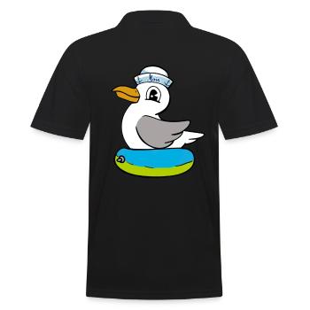 Möwe Schwimmring maritim Matrose Seemann - Männer Poloshirt - Schwarz - Hinten - Kai (181cm)