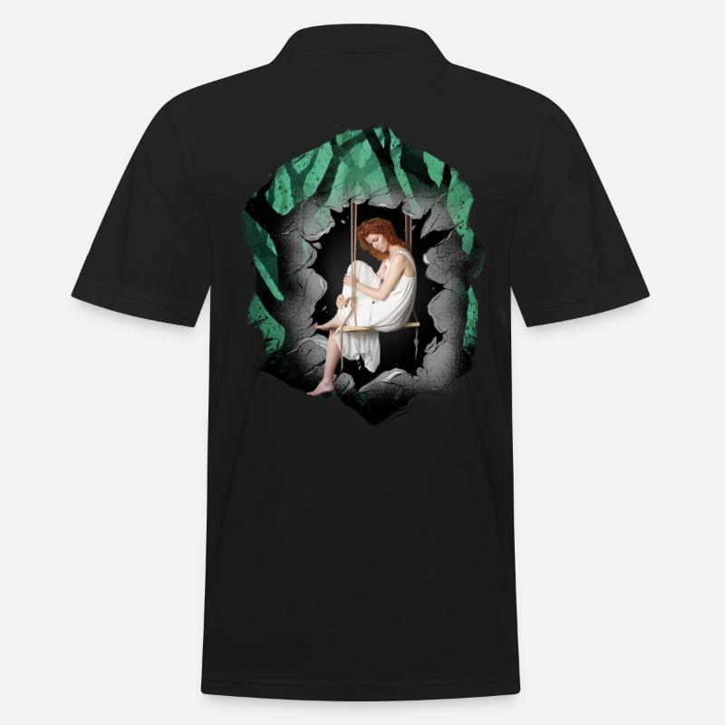 Mädchen Wald Sinnlich Romantisch - Männer Poloshirt - Schwarz