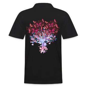 arbre, printemps, insectes, papillons, nature - Polo Homme - noir - Dos - Kai (181cm)