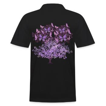 arbre, printemps, insectes, papillons, nature - Polo Homme - noir - Dos - Kai (181cm)