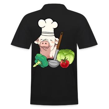 Schwein Koch Köchin Gemüse Küche - Männer Poloshirt - Schwarz - Hinten - Kai (181cm)
