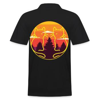 Retro Cats Vintage 80's Cat Nature Sun Summer - Men's Polo Shirt - black - Back - Kai (181cm)