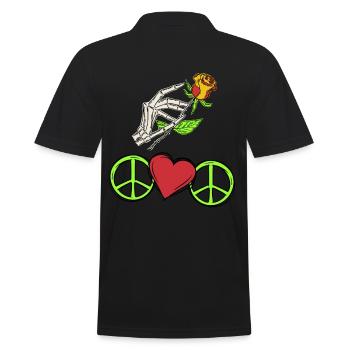 Peace Friedenssymbol Frieden - Männer Poloshirt - Schwarz - Hinten - Kai (181cm)
