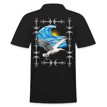 Oiseaux de mer Mouettes Mouettes Vague Mouette - Polo Homme - noir - Dos - Kai (181cm)