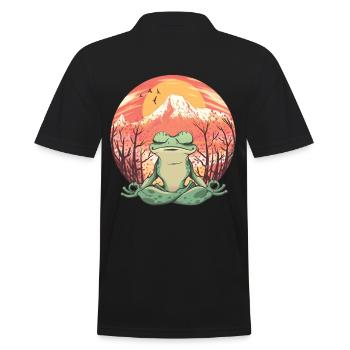 Retro Frosch Yogy Natrur Meditation Entspannung - Männer Poloshirt - Schwarz - Hinten - Kai (181cm)