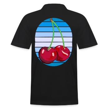 Rockabilly Retro Vintage Kirschen 80er Vintage - Männer Poloshirt - Schwarz - Hinten - Kai (181cm)