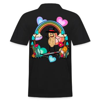 Erdnuss Erdnüsse Regenbogen Herzen Geburtstag - Männer Poloshirt - Schwarz - Hinten - Kai (181cm)