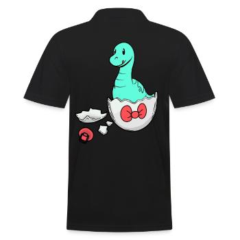 Dino Baby Geburt Schwangerschaft Eierschale - Männer Poloshirt - Schwarz - Hinten - Kai (181cm)