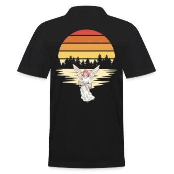 Angel, Forest, Nature, Sunrise, Spiritual - Men's Polo Shirt - black - Back - Kai (181cm)