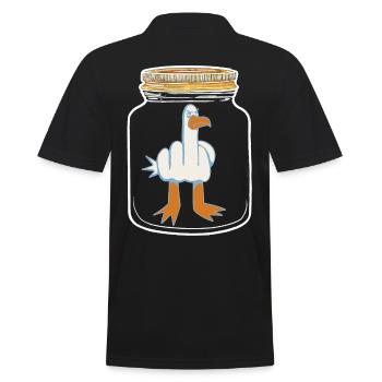 Möwe Urlaubs Grüße Tourist Flaschenpost - Männer Poloshirt - Schwarz - Hinten - Kai (181cm)