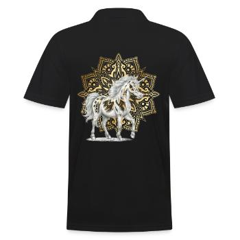 Mandala Licornes Licorne Cheval Chevaux Élégant - Polo Homme - noir - Dos - Kai (181cm)