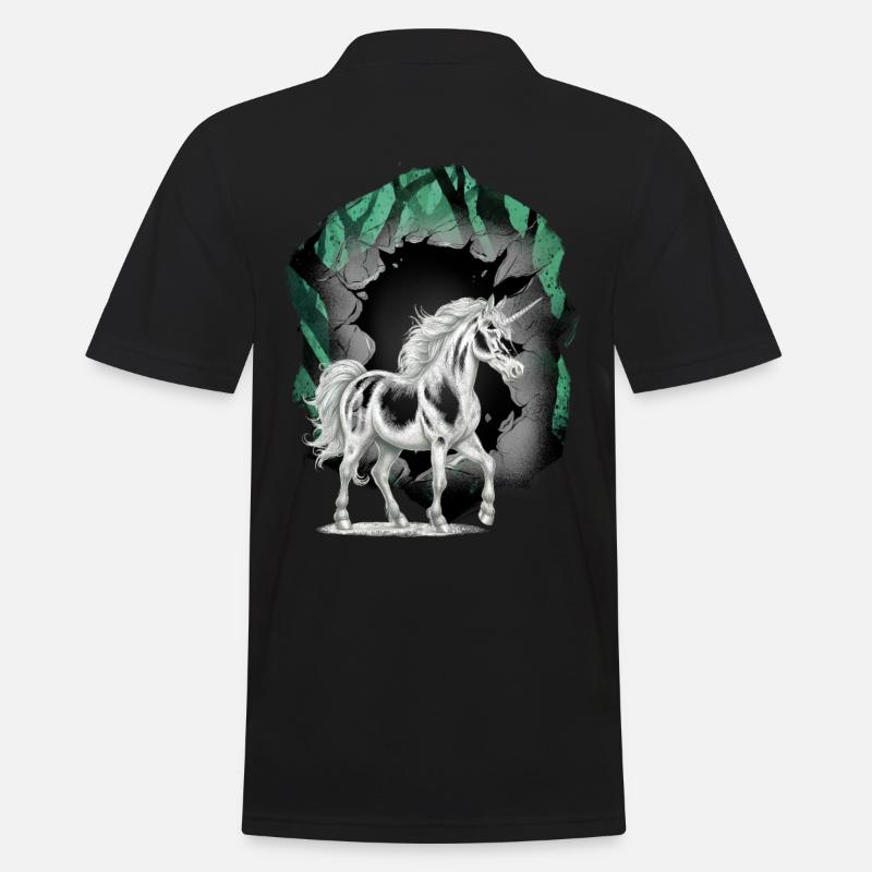Einhörner Einhorn Fabeltiere Märchenfigur - Männer Poloshirt - Schwarz