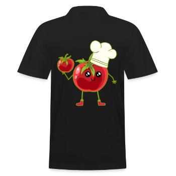 Tomate Tomaten Koch Köchin Köche - Männer Poloshirt - Schwarz - Hinten - Kai (181cm)
