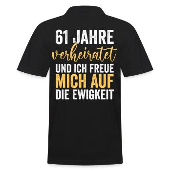 Ehe Ulmen Hochzeit 61 Jahre Verheiratet Hochzeitst - Männer Poloshirt - Schwarz - Hinten - Kai (181cm)