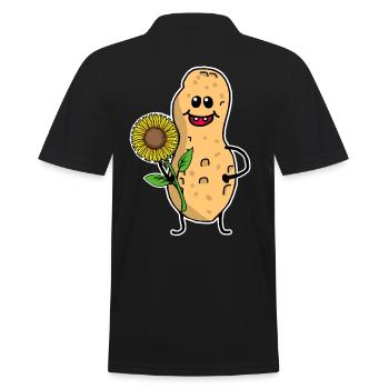 Peanut Peanut Funny Cute Sunflower - Men's Polo Shirt - black - Back - Kai (181cm)
