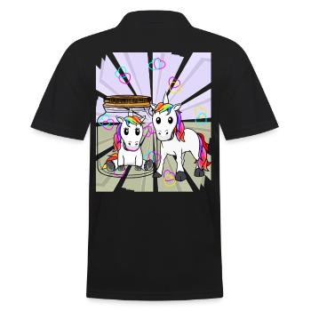 Einhörner Einhorn Fabeltier Liebe Herz Valentin - Männer Poloshirt - Schwarz - Hinten - Kai (181cm)