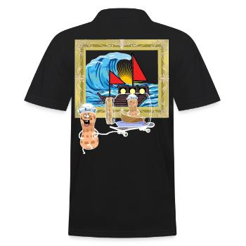 Erdnuss Schiff Seefahrt Seemänner Flaschenpost - Männer Poloshirt - Schwarz - Hinten - Kai (181cm)