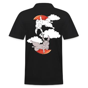 Bunny Bunnies Rabbit Umbrella Flying Dream - Men's Polo Shirt - black - Back - Kai (181cm)