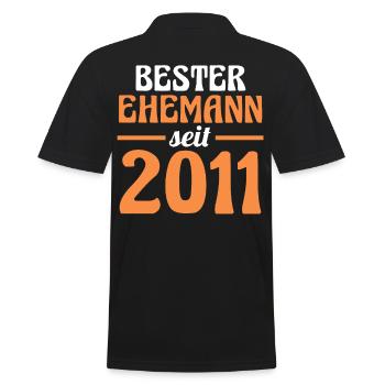 Valentinstag Bester Ehemann Seit 2011 - Männer Poloshirt - Schwarz - Hinten - Kai (181cm)
