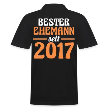 Valentinstag Bester Ehemann Seit 2017 - Männer Poloshirt - Schwarz - Hinten - Kai (181cm)