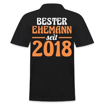 Valentinstag Bester Ehemann Seit 2018 - Männer Poloshirt - Schwarz - Hinten - Kai (181cm)