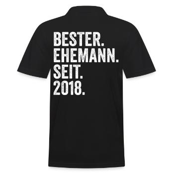 Valentinstag Bester Ehemann Seit 2018 - Männer Poloshirt - Schwarz - Hinten - Kai (181cm)