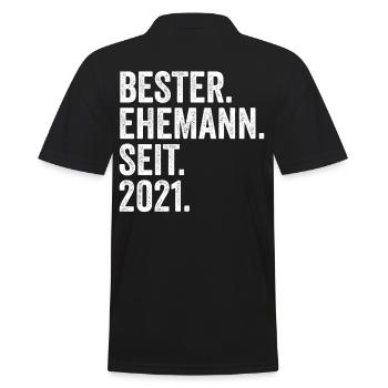 Valentinstag Bester Ehemann Seit 2021 - Männer Poloshirt - Schwarz - Hinten - Kai (181cm)