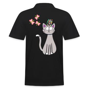 Hippie Chat Chats Hippies Enfants Enfant Chaton - Polo Homme - noir - Dos - Kai (181cm)