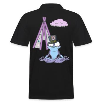 Frosch Frösche Hippie Tipi Meditation meditieren - Männer Poloshirt - Schwarz - Hinten - Kai (181cm)