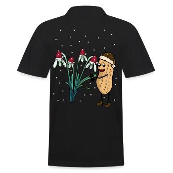 Peanut Spring Snow Garden Flowers Frost - Men's Polo Shirt - black - Back - Kai (181cm)