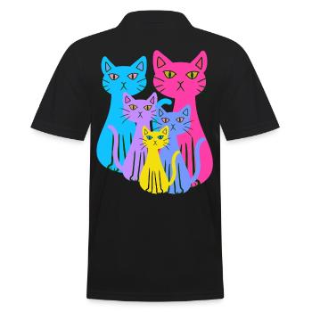 Chat Chats Chaton Famille Enfants Bébé Années 80 - Polo Homme - noir - Dos - Kai (181cm)