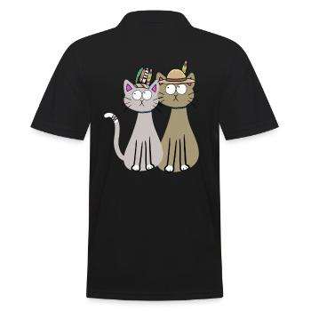 Katzen Katze Hippie Wilder Westen Kätzchen Kind - Männer Poloshirt - Schwarz - Hinten - Kai (181cm)