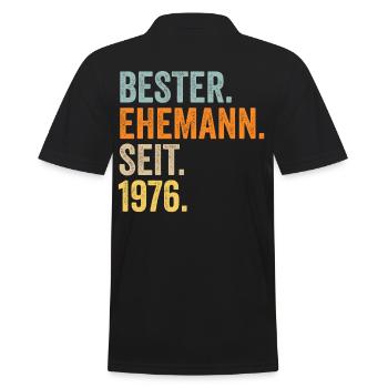 Valentine's Day Best Husband Since 1976 - Men's Polo Shirt - black - Back - Kai (181cm)