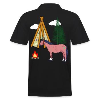 Chamans Cheval Chevaux Ross Gaule Far West - Polo Homme - noir - Dos - Kai (181cm)