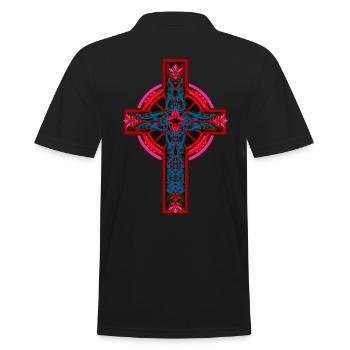 Cross Crosses Crucifix Jesus God Church - Men's Polo Shirt - black - Back - Kai (181cm)