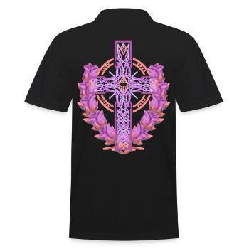 Cross Crosses Crucifix Roses Blossoms Jesus God - Men's Polo Shirt - black - Back - Kai (181cm)